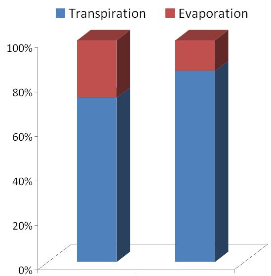 model gives an acceptable estimate of plant transpiration and soil evaporation.
