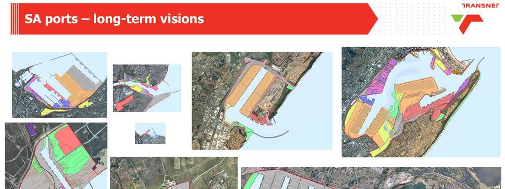 SA PORTS: FUTURE POTENTIAL LAYOUTS: This slide shows all the ports in their fully developed states, with the