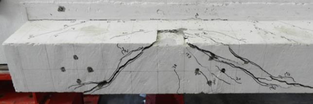 If the edge distance of the applied load was less than twice the ledge height, the failure surface can be defined as