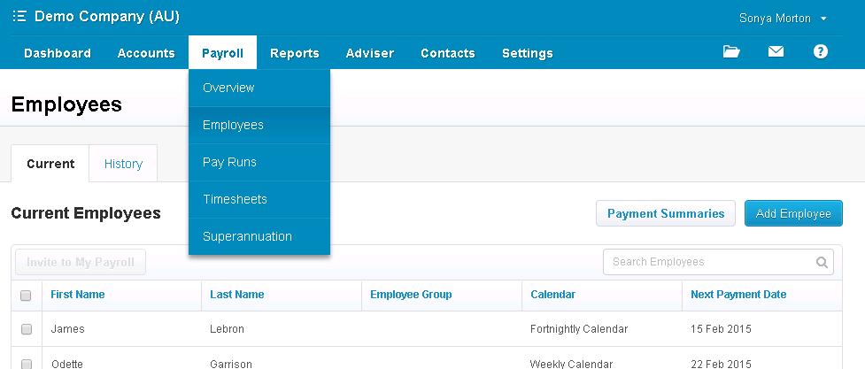 5.2 Adding Employees To add employees, go to the Payroll tab and select Employees.