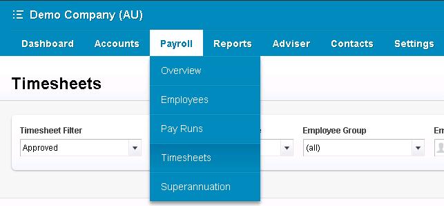 5.3 Timesheets Timesheets can be found under the payroll tab.