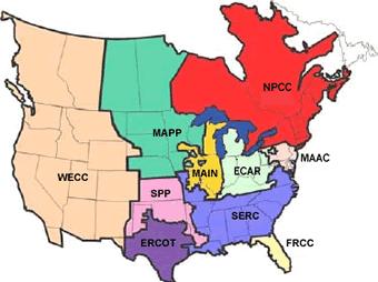 Figure 3.5 North American Regional Reliability Councils Source: North American Electric Reliability Corporation (NERC).