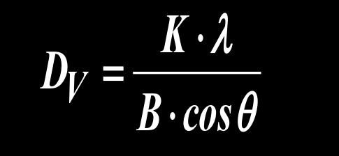 D V : volume weighted crystallite size; K :Scherrer constant describing the shape of the crystal (typical values fall in the range 0.87-1; K=0.