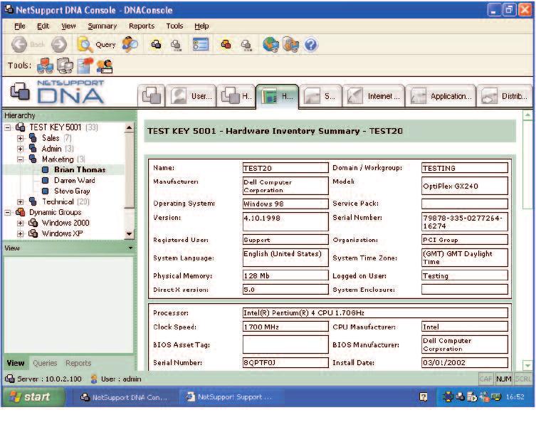 IT Asset Management: Saving Money, Reducing Risk 10 Software Inventory NetSupport DNA features a detailed summary of all applications detected on a target PC; this information is displayed on either