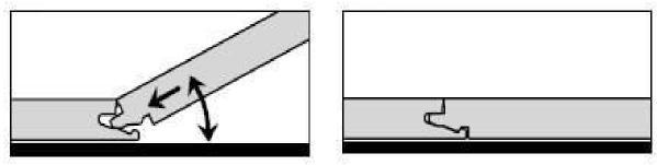 Diagram 1a Diagram 1b 5. Start the second row using 1/3rd of a plank. Place the cut end against the wall. Insert the tongue on the long side of the plank onto the groove of the plank in the first row.