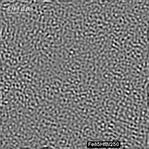 The structure and magnetoelastic properties of the Fe-based amorphous alloy... 311 4 nm A A αfe αf Figure 6. HRTEM micrograph for Fe 85.4 Hf 1.4 B 13.