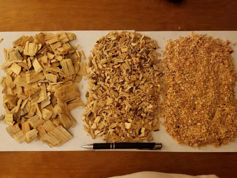Various types of feedstock produced from forest residues wood