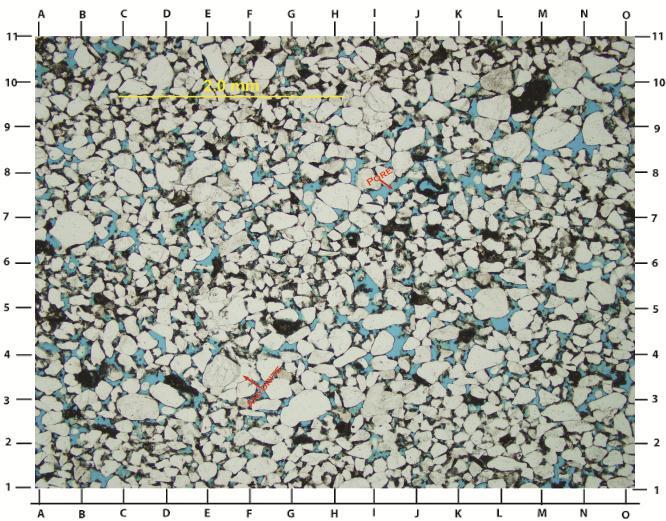 Thin Section Analysis, cont d Permeable SS (#1-74, k He =280.5 md, f=23.7%) Fig.