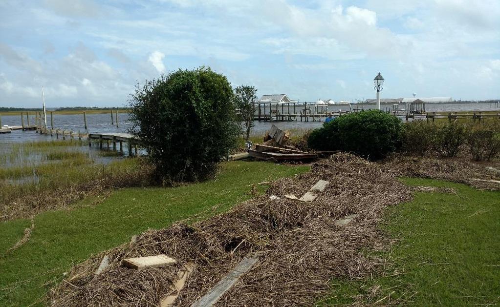Impacts along Estuarine/Riverine Shorelines Significant damage to piers, docks, bulkheads Most shoreline