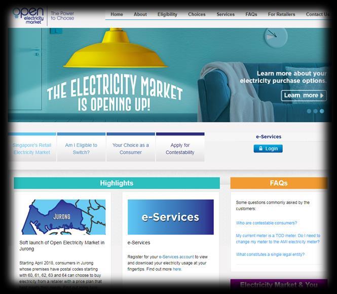 Consumers Education (1/2) Online Information Platform Education on Singapore Electricity Landscape and application of Open Electricity Market
