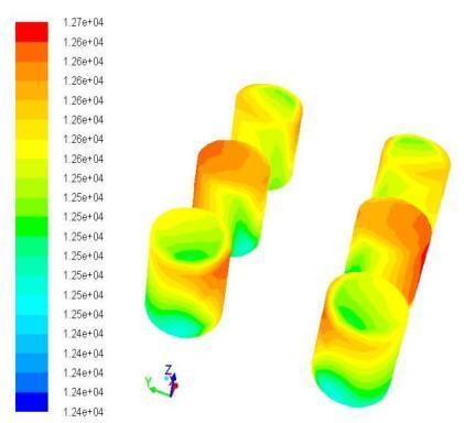 Cold Flow Simulation of Quenching Media in Agitated Quench Tank 39 with Different Configurations Using CFD Software Static Pressure on Work Piece The figures below show the static