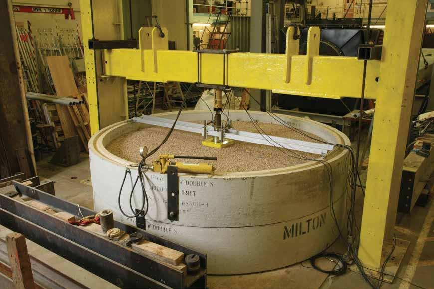 The large 9-foot diameter cylinder at BRE was used to determine the bearing capacity improvement for Tensar TriAx Geogrids.