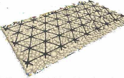 A) Tensar TriAx Geogrid interlocks with aggregate base course yielding a mechanically stabilized layer (MSL).