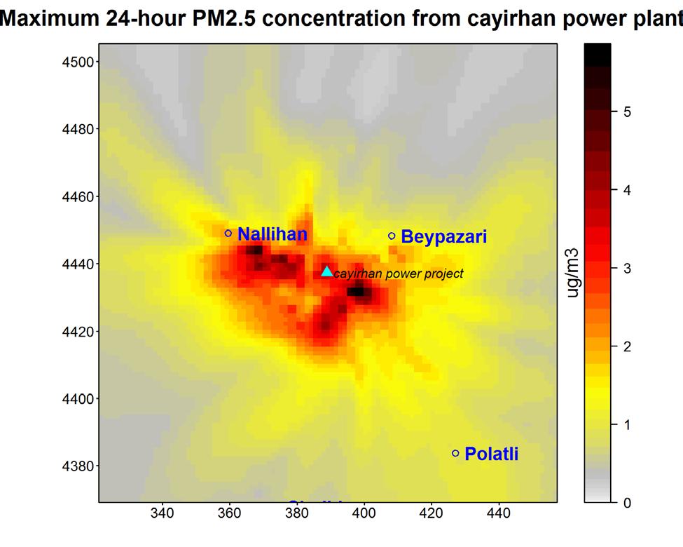 Figure 2 Projected 24-hour maximum PM 2.