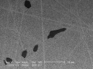 4 - Sample microstructure in 1190ºC heat treated and water ed condition. Nothing is resolvable with the SEM because has gone into solution. Secondary Primary Fig.