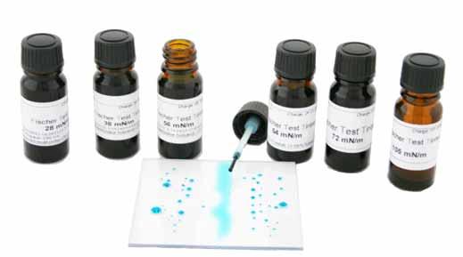 It is also possible to order other values of test inks (18, 31, 64 mn/m..). fig. 153: test inks 2.7.17.
