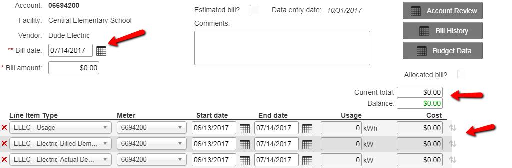 Bill Review Reports Utility Bill Gaps The Utility Bill Gaps report will help you identify where you might have missed keying in some information into Energy Manager.