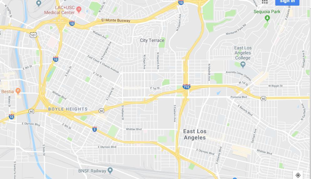East Los Angeles, Boyle Heights Freeways Recyclers Auto-Body Shops Platers