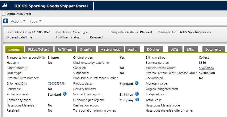 Locate the Shipment ID and Assigned Carrier To locate an assigned Shipment ID and Carrier: 1.