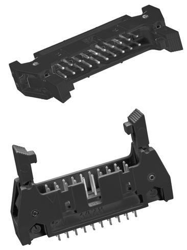 Military (with 's 3518 polarizing key) and centerbump polarization Standard ejector latches Mounting holes for securing header to board RoHS* compliant Optional polarizing posts High temperature