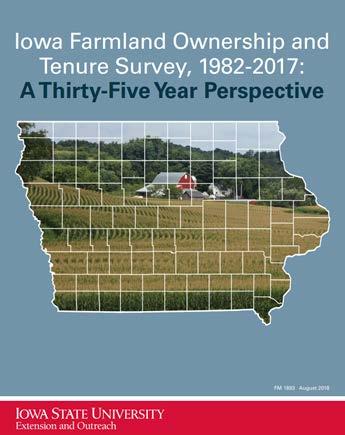 82% of Iowa land is debt-free 60% of land owned by owners 65+ years old, onethird of land owned by 75+ years old, 13% of land owned by women landowner 80+ years old Ownership continues to shift from
