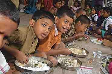 We are part of a campaign to pressurise the government to get the mid-day meal school programme for school children