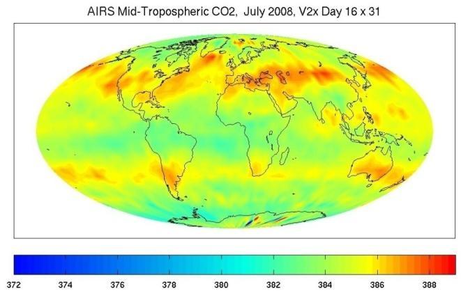 troposphere Aqua AIRS Metop IASI Provide global maps of CO