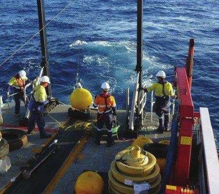 Deploying metocean, water quality and noise logging equipment during marine baseline studies.