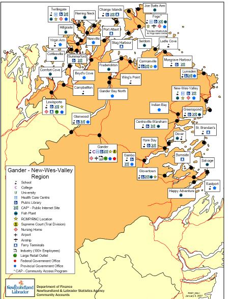 Overview of the Region Summary Infrastructure Map for the Gander New-Wes-Valley Region The Gander New Wes Valley Region of the Rural Secretariat spans from Terra Nova National Park in the East to