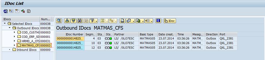 Material Numbers Message Type as MATMAS_CFS Logical System Number of Materials per process 4.
