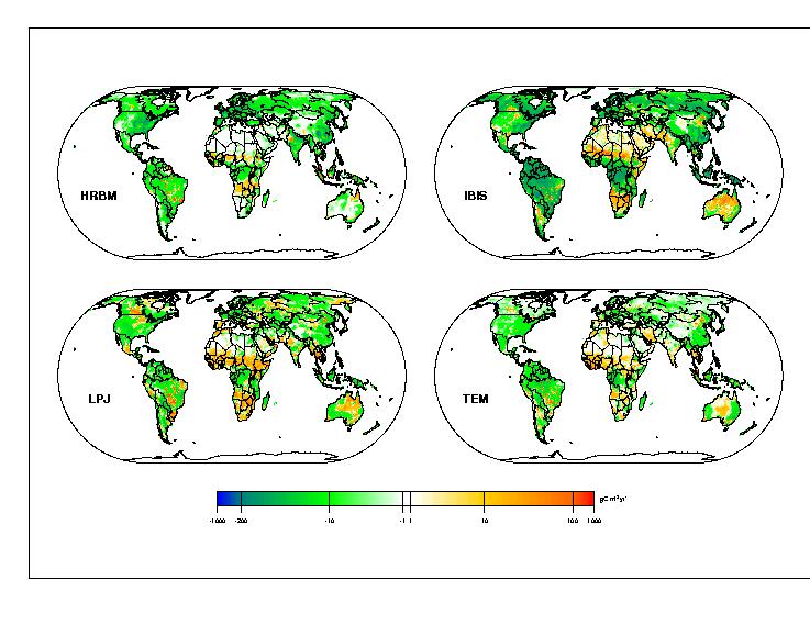 Results - Modeling at the Global Scale Mean Annual Net Flux During the 1980 s Uptake Release Component of the Net Flux During the 1980s Attributable to Cropland Establishment and Abandonment Results