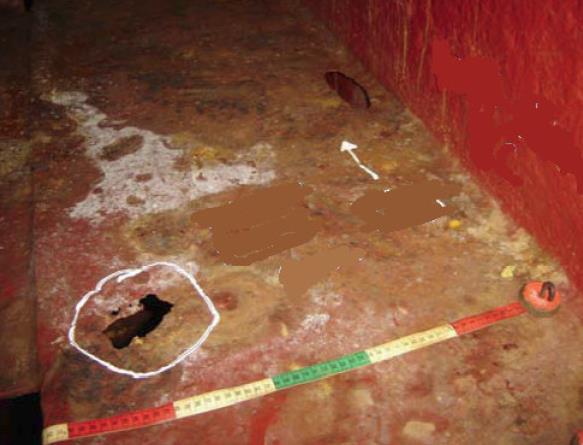 Uniform and localized extreme corrosion Buckled side shell stiffener from supply vessel collision Thickness measurements: