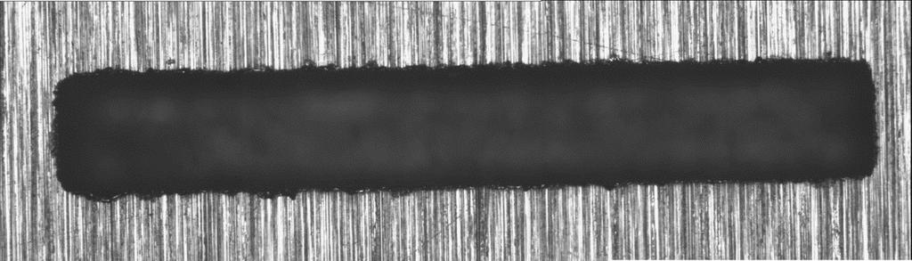 Figure 10: Slot E6, commercial EDM, 120 V, 4.2 A, 1 µs, 220 µm graphite electrode, with finishing, 3.10 0.460 0.500 mm³ Next we manufactured a slot of nearly the same width using BAM EDM.