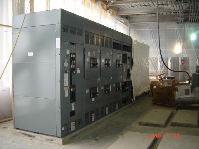 On the 6 th floor, some of the major electrical gear has been placed on concrete