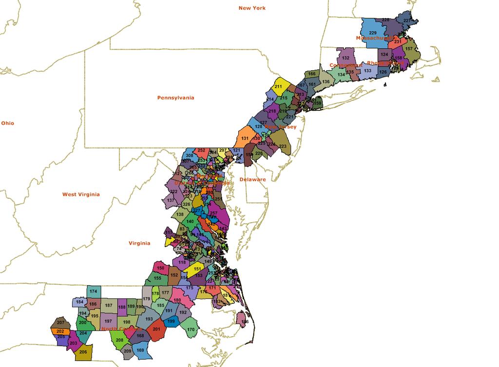 Rail Ridership and Revenue Forecast Study Area Zone System Number of State Zones Connecticut 5 Delaware 1 District of Columbia 10 Maryland 70 Massachusetts 7 New Jersey 16 New York 9 North Carolina