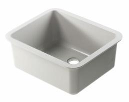 Cast epoxy double drainer sit-on sink. Standard widths 1350, 1500 and 1650mm.