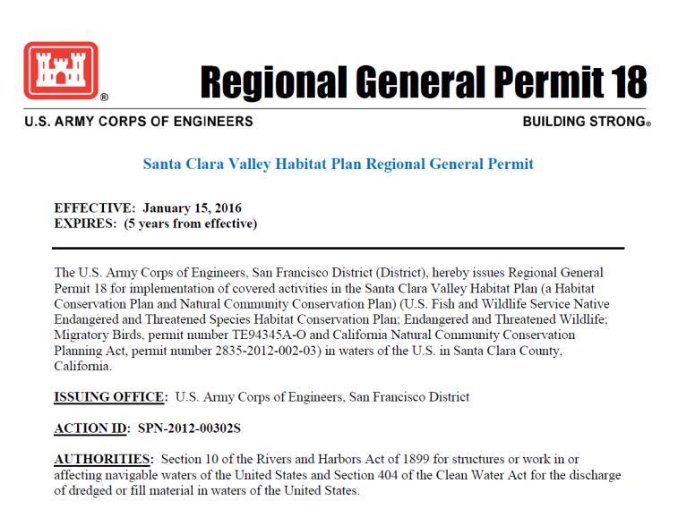 Overview of the RGP Federal permit issued by the U.S.