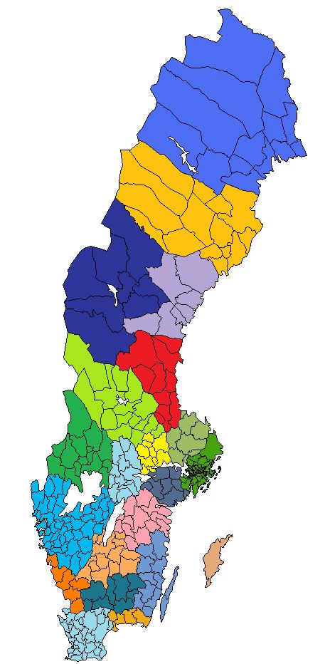 Short about Sweden - 21 counties - 290 municipalities - 2523 parishes - 87 % lives in urban areas - Majority of citizens
