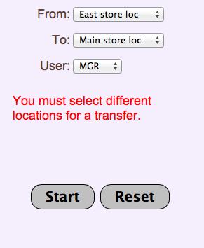 Above is an example of transferring an item from the East Store to the Main Store by the Manager.