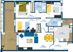 Flat with 3 rooms