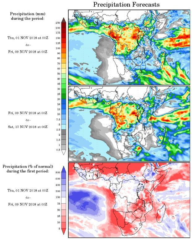 Figure 11: Precipitation forecast for the next two weeks Source: wxmaps Key data releases in the South African agricultural market SAGIS producer deliveries data: 07/11/2018 SAGIS weekly grain trade
