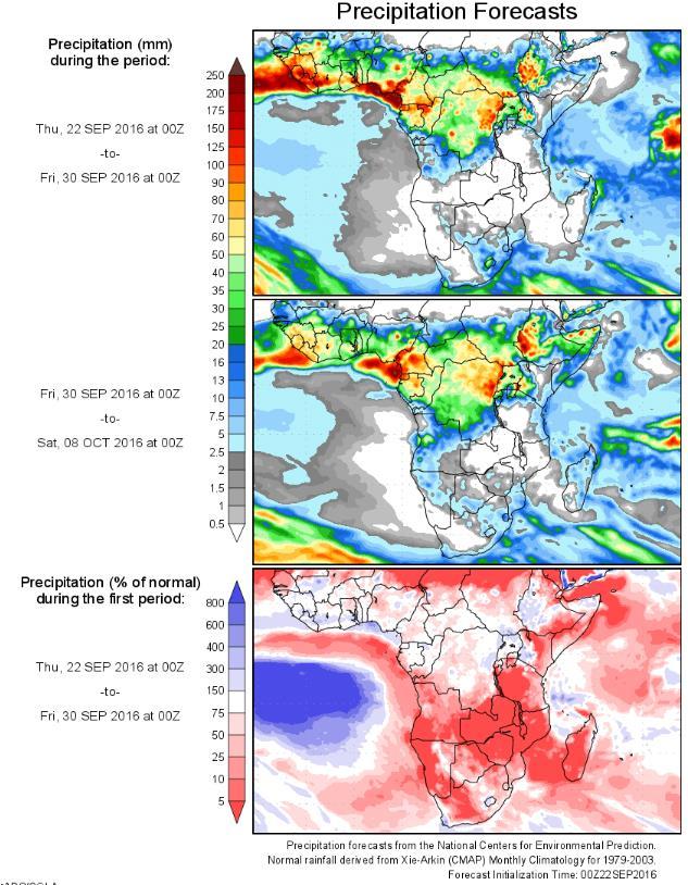 Chart 10: Precipitation forecast Source: wxmaps Week ahead: Key data releases in agricultural markets: SAGIS weekly grain trade data: 27/09/2016 National Crop Estimate Committee s monthly data: