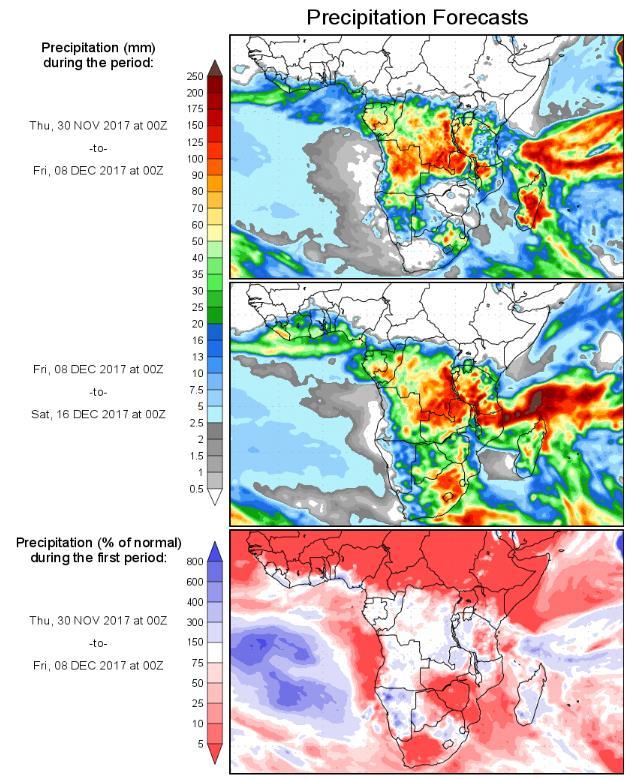 Chart 12: Precipitation forecast Source: wxmaps Key data releases in the South African agricultural market SAGIS weekly grain trade data: 05/12/2017 SAGIS producer deliveries data: 06/12/2017