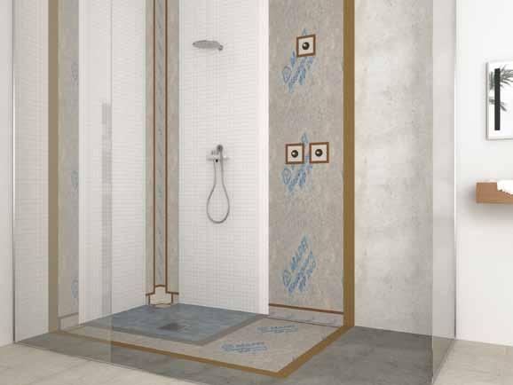 composed by a polyethylene layer coated by a non-woven polypropylene fleece laminated on both sides which allows the application of ceramic tiles and natural stones bonded by a thin-bed adhesive.