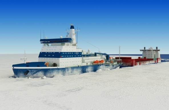 Building of modern atomic icebreaking fleet, including Leader icebreakers, maintenance vessels