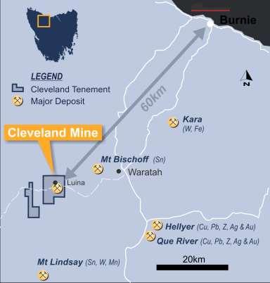 Cleveland Tin Project Located 80km southwest of Burnie in the mineral rich northwest region of Tasmania, Australia.
