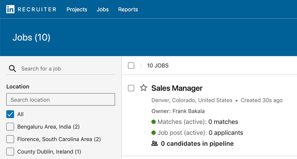Building a single pipeline for sourced leads and job applicants Linking a job to your project (continued) After you ve added a job to a project, that job will continue to exist within the Jobs menu