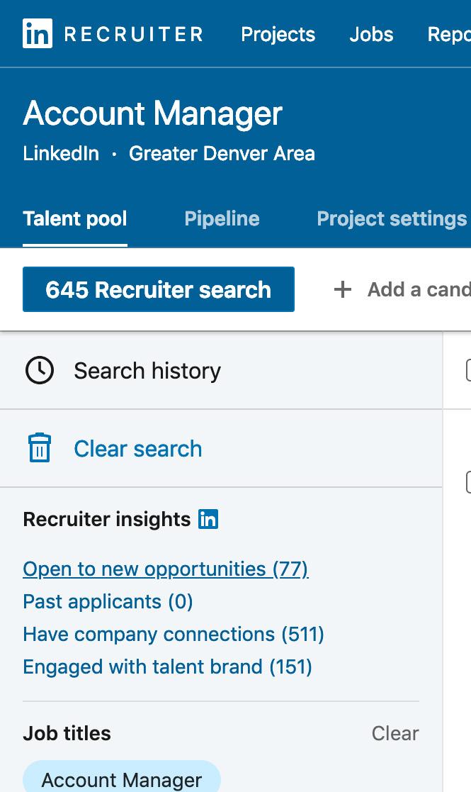 Creating a new project and starting your search Filter your search for candidates that are most likely to engage We ve moved what used to be called spotlights from the top center of the search page