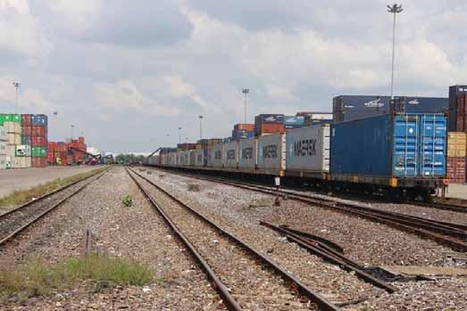 (reachstackers) on either side Tracks are one km long, permitting full length trains