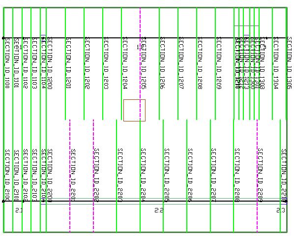 FIGURE 2.1-4 DESIGN SECTION IDENTIFICATION NUMBERS IN X-DIRECTION 2.2 SECTION PROPERTIES The section properties of the design sections are reported in two input data tables (Tables 2.2-1 and 2.2-2).